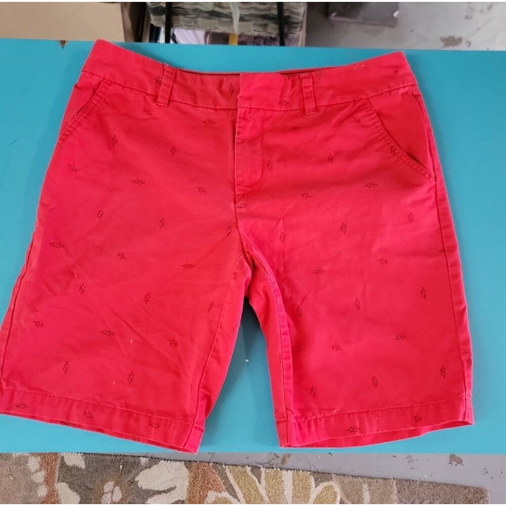 VTG Tommy Hilfiger Red Knot Print Women's Chino Boat Beach Shorts Size 8